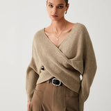 Oversized Wrap Front V-Neck Sweater