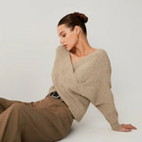Oversized Wrap Front V-Neck Sweater