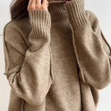 Oversized Turtleneck Two-Piece Set with Wide-Leg Pants