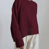 Oversized Knit Sweater with Crew Neck