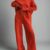 Oversized Turtleneck Two-Piece Set with Wide-Leg Pants