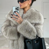 Cropped Faux Fur Jacket with Shawl Collar