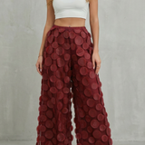 Layered Wide-Leg Trousers with Mesh Applique