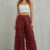 Layered Wide-Leg Trousers with Mesh Applique