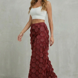 Layered Wide-Leg Trousers with Mesh Applique
