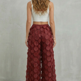Layered Wide-Leg Trousers with Mesh Applique