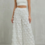Layered Wide-Leg Trousers with Mesh Applique