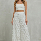 Layered Wide-Leg Trousers with Mesh Applique