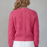 Bow Applique Cardigan with V-Neck and Button Front