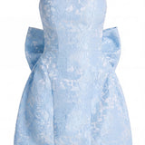 Strapless Jacquard Mini Dress with Bow Back