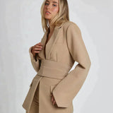 Tie Waist Blazer with Wide Sleeves