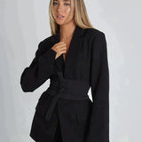 Tie Waist Blazer with Wide Sleeves