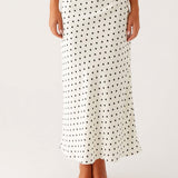 Polka Dot A-Line Midi Skirt with High Waist