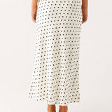 Polka Dot A-Line Midi Skirt with High Waist