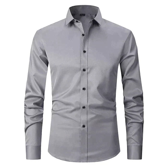 Men's Point Collar Button-Front Shirt with Stretch
