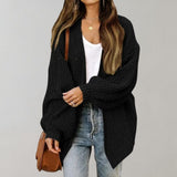 Chunky Knit Open-Front Cardigan with Batwing Sleeve