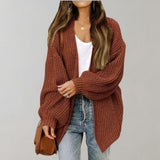 Chunky Knit Open-Front Cardigan with Batwing Sleeve