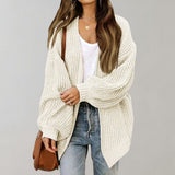 Chunky Knit Open-Front Cardigan with Batwing Sleeve