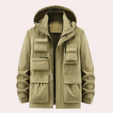 Hooded Multi-Pocket Jacket with Zip Front