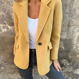 Women's Blazer – Single-Button Notched Lapel Jacket for Office and Smart Casual Wear