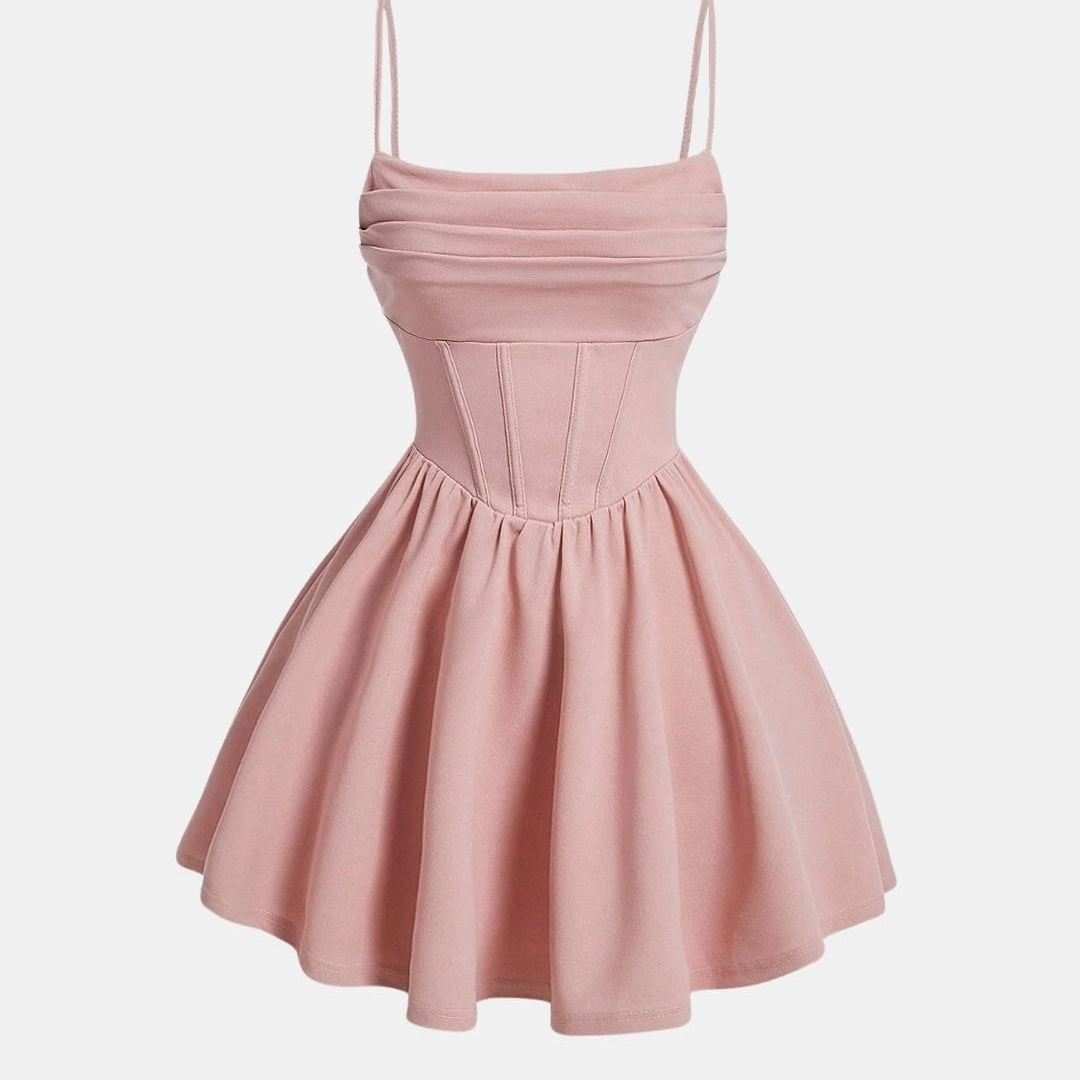 Corset Mini Dress with Square Neck and Spaghetti Straps
