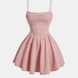 Corset Mini Dress with Square Neck and Spaghetti Straps