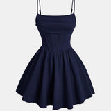 Corset Mini Dress with Square Neck and Spaghetti Straps