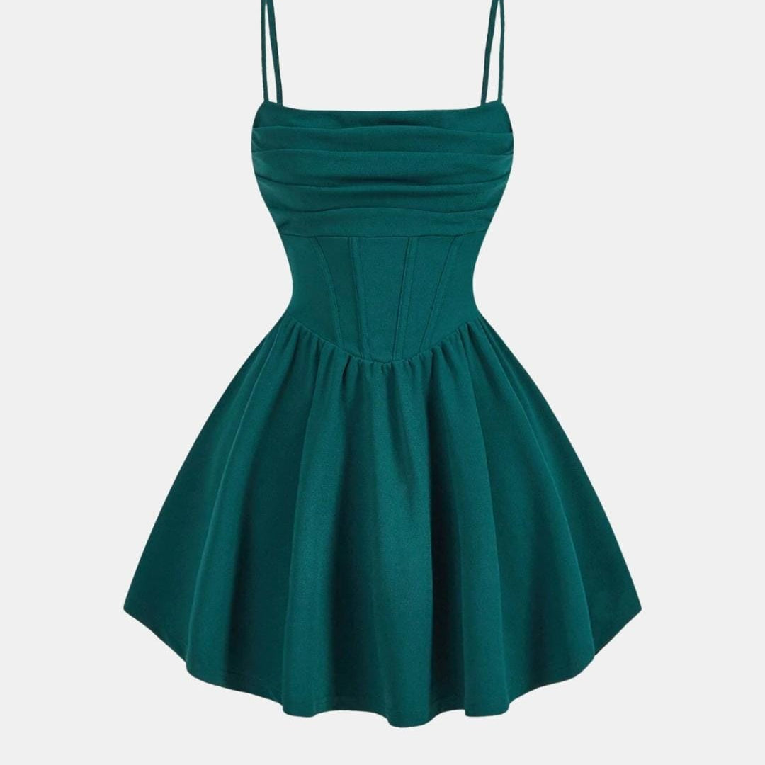 Corset Mini Dress with Square Neck and Spaghetti Straps