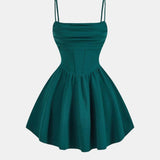 Corset Mini Dress with Square Neck and Spaghetti Straps