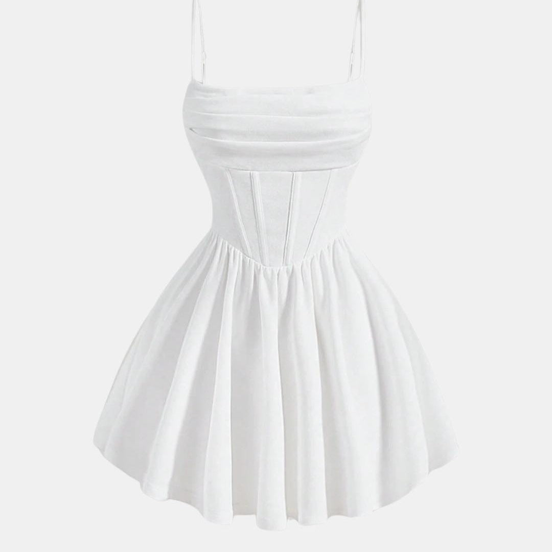 Corset Mini Dress with Square Neck and Spaghetti Straps