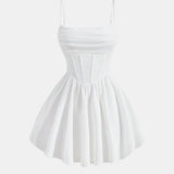 Corset Mini Dress with Square Neck and Spaghetti Straps
