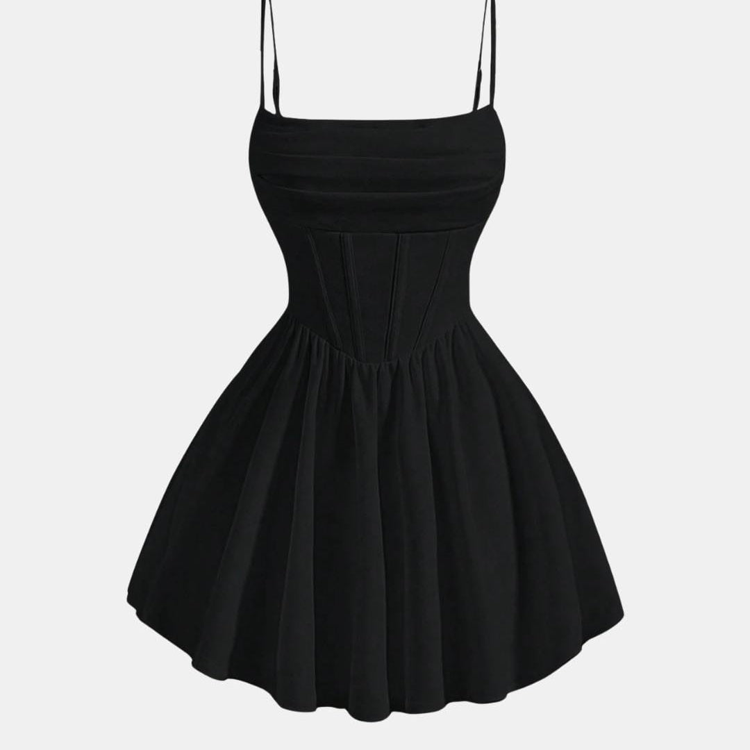 Corset Mini Dress with Square Neck and Spaghetti Straps