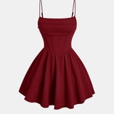 Corset Mini Dress with Square Neck and Spaghetti Straps