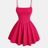 Corset Mini Dress with Square Neck and Spaghetti Straps