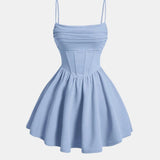 Corset Mini Dress with Square Neck and Spaghetti Straps