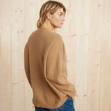 Oversized Ribbed Knit Cardigan with V-Neck and Button Front