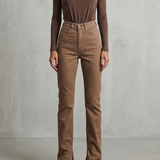 High-Waisted Flare Jeans with Front Hem Slit