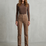 High-Waisted Flare Jeans with Front Hem Slit
