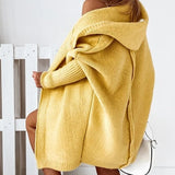 Hooded Longline Knit Cardigan with Open Front