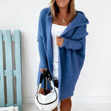 Hooded Longline Knit Cardigan with Open Front