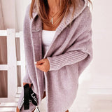 Hooded Longline Knit Cardigan with Open Front
