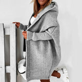 Hooded Longline Knit Cardigan with Open Front