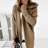 Hooded Longline Knit Cardigan with Open Front
