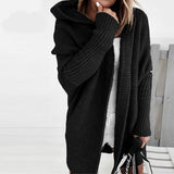 Hooded Longline Knit Cardigan with Open Front