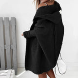 Hooded Longline Knit Cardigan with Open Front