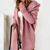 Hooded Longline Knit Cardigan with Open Front