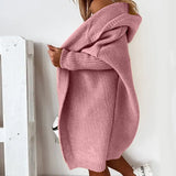 Hooded Longline Knit Cardigan with Open Front