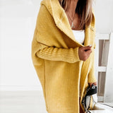 Hooded Longline Knit Cardigan with Open Front