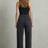 Straight-Leg Jeans with Asymmetric Button Waist