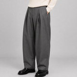 Tailored Wide-Leg Trousers with Pleated Front